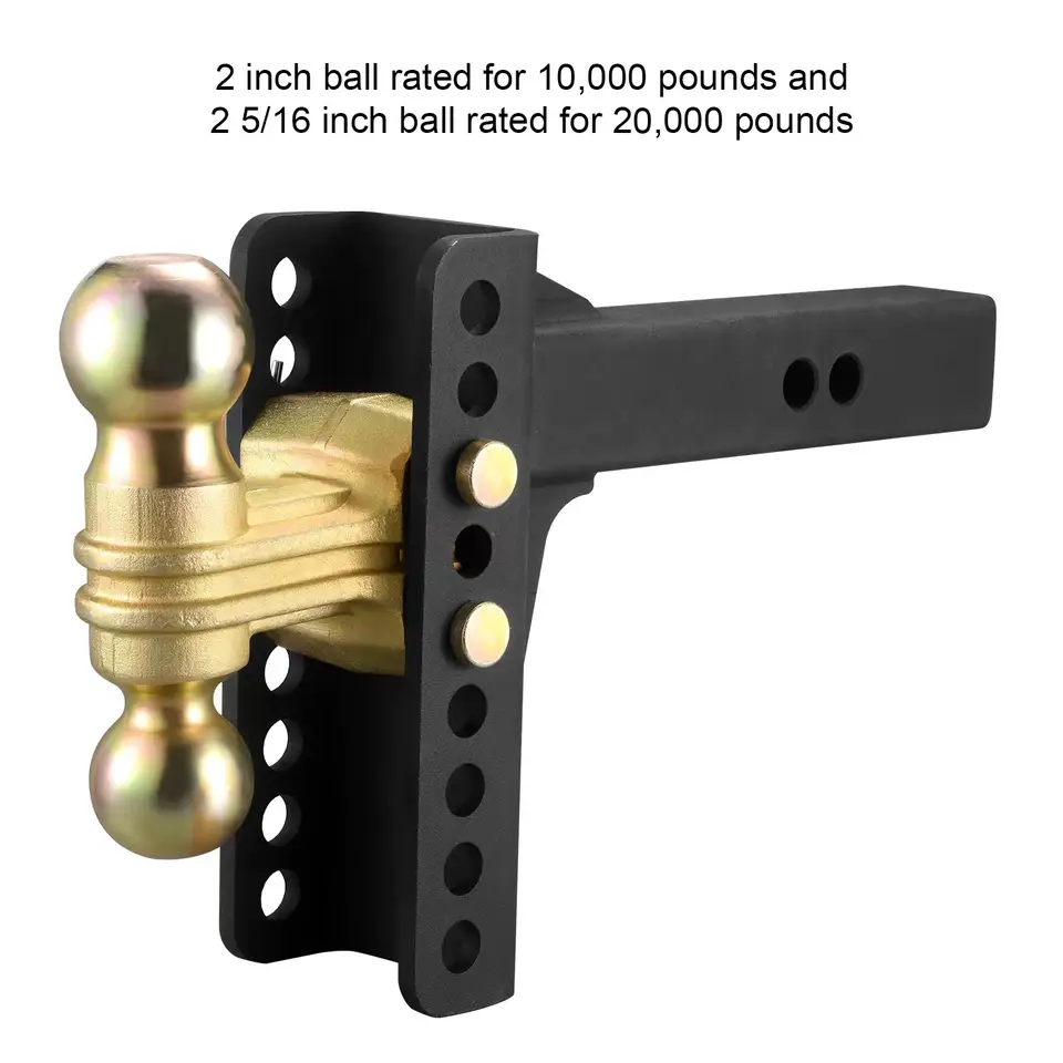 Adjustable Trailer Towing Hitch Ball Mount 2-Inch Receiver 6-Inch Drop ...