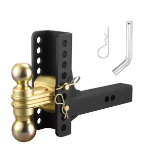 Adjustable Trailer Towing Hitch Ball Mount 2-Inch Receiver 6-Inch Drop 2 and 2-5/16-Inch Balls 14000 lbs Black