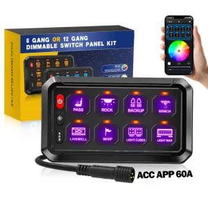 GHS 8 Gang LED Switch Panel, Off Road Light Controller with bluetooth App control